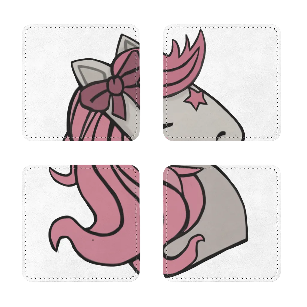 Pink Unicorn Sublimation Coasters Pack of Four