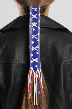 Ponytail Holder 8 Inch American Flag with Fringe 38045