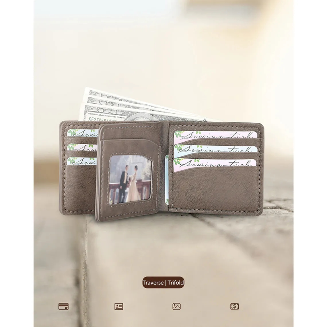 POPSEWING® Top Grain Leather Grey Men's Wallet DIY Kit