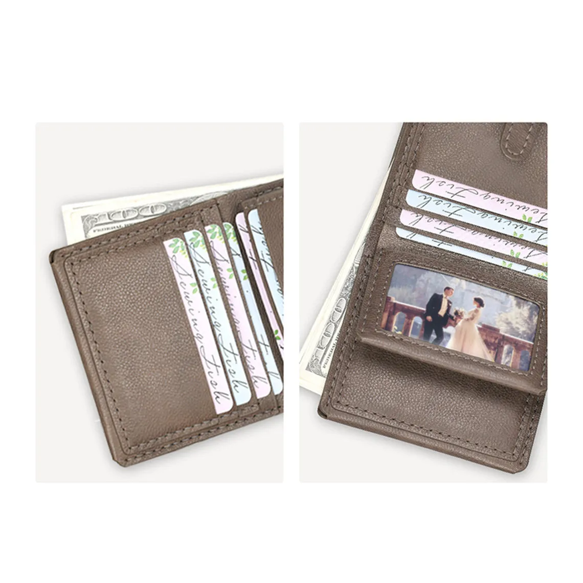 POPSEWING® Top Grain Leather Grey Men's Wallet DIY Kit