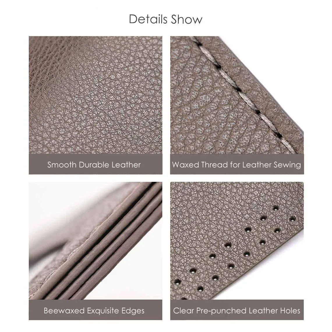 POPSEWING® Top Grain Leather Grey Men's Wallet DIY Kit