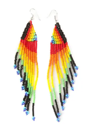 Pride and Joy Beaded Rainbow Fringe Earrings