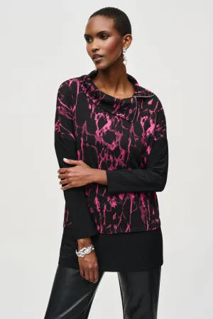 PRINT ZIP COWL TOP