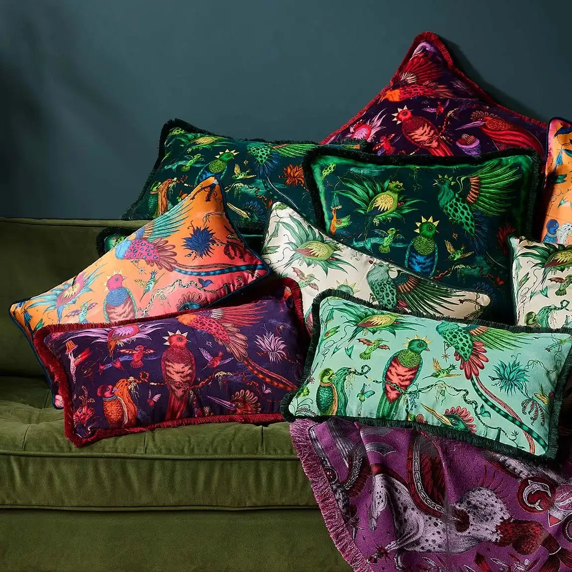 Quetzal Silk Bolster Cushion