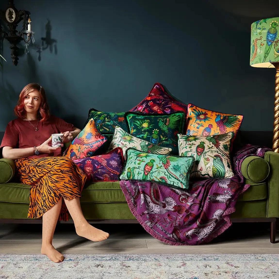 Quetzal Silk Bolster Cushion