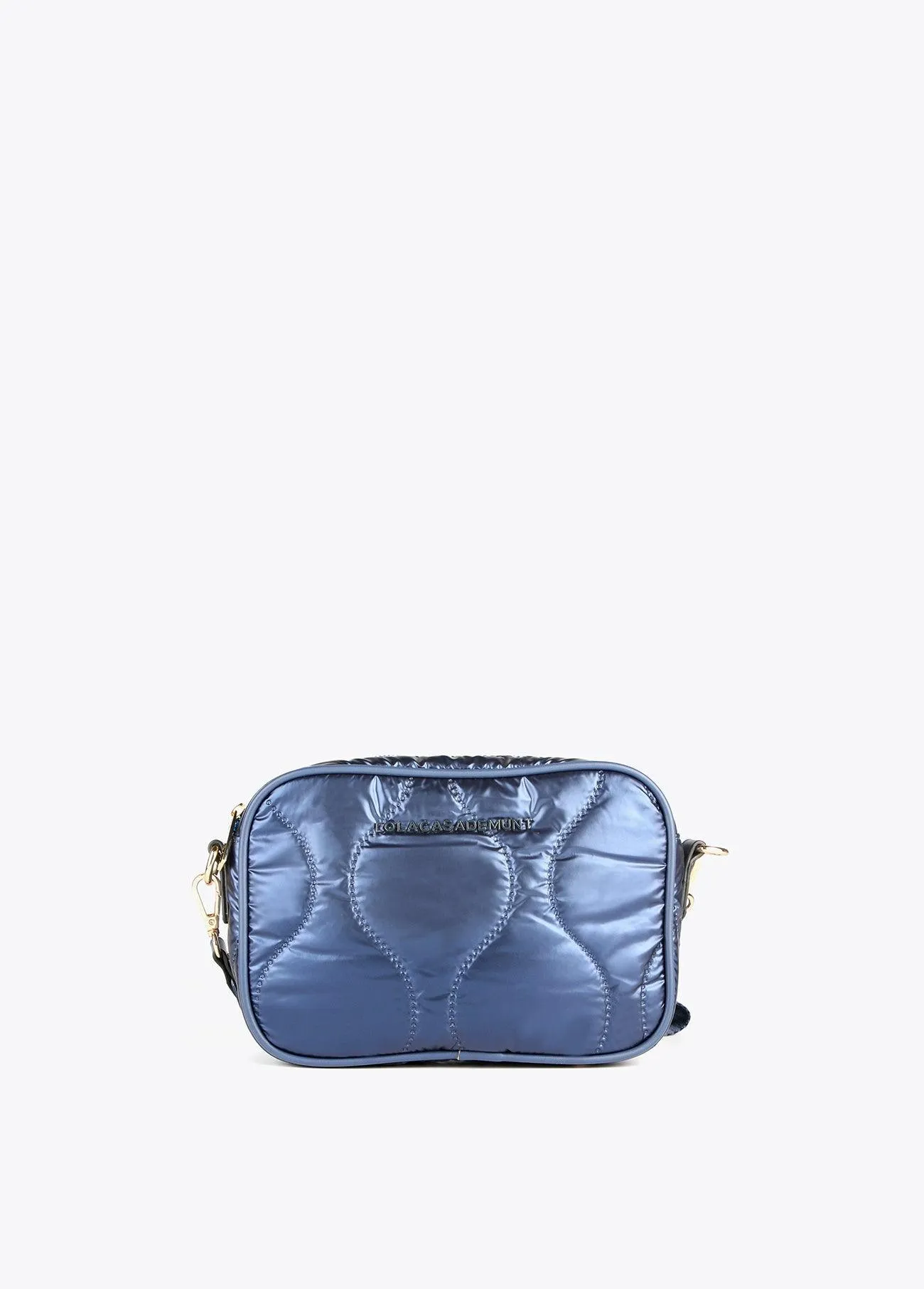 Quilted and metallic crossbody bag