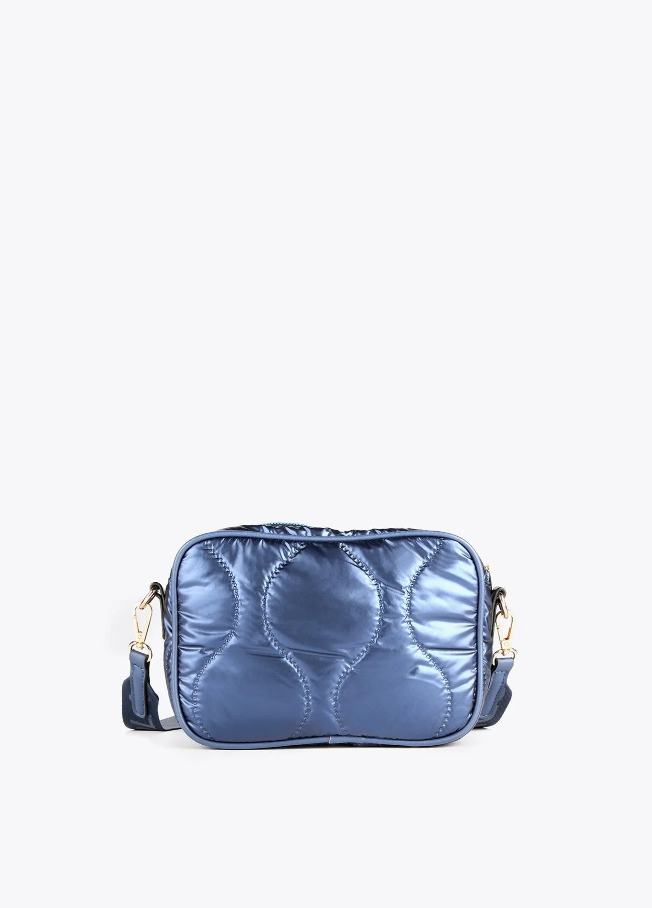 Quilted and metallic crossbody bag