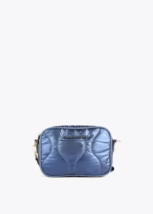 Quilted and metallic crossbody bag