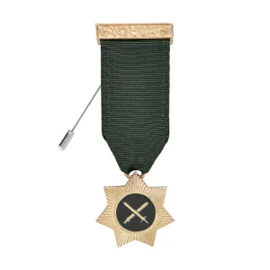 Red Cross Of Babylon AMD Breast Jewel - Gold Plated With Green Ribbon