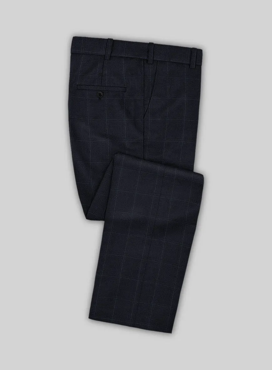 Reda Cashmere Blue Windowpane Wool Pants