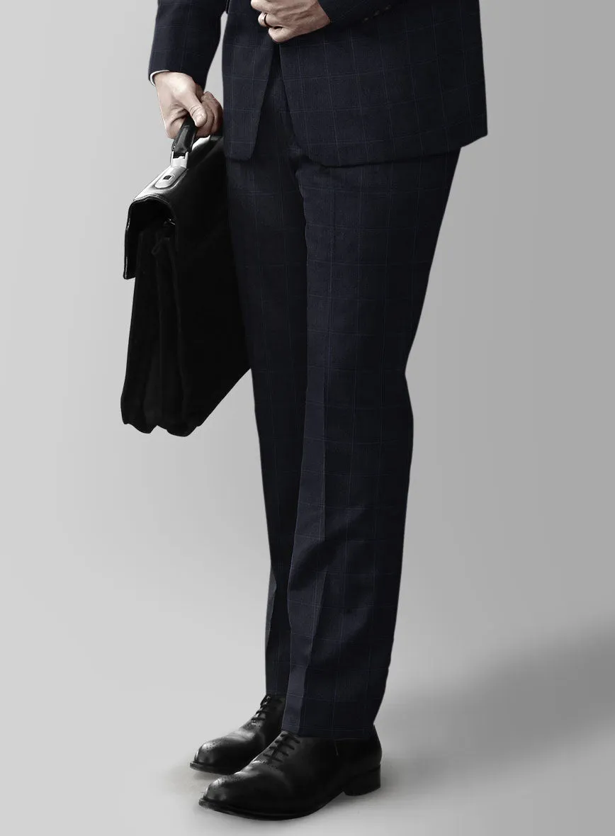 Reda Cashmere Blue Windowpane Wool Pants