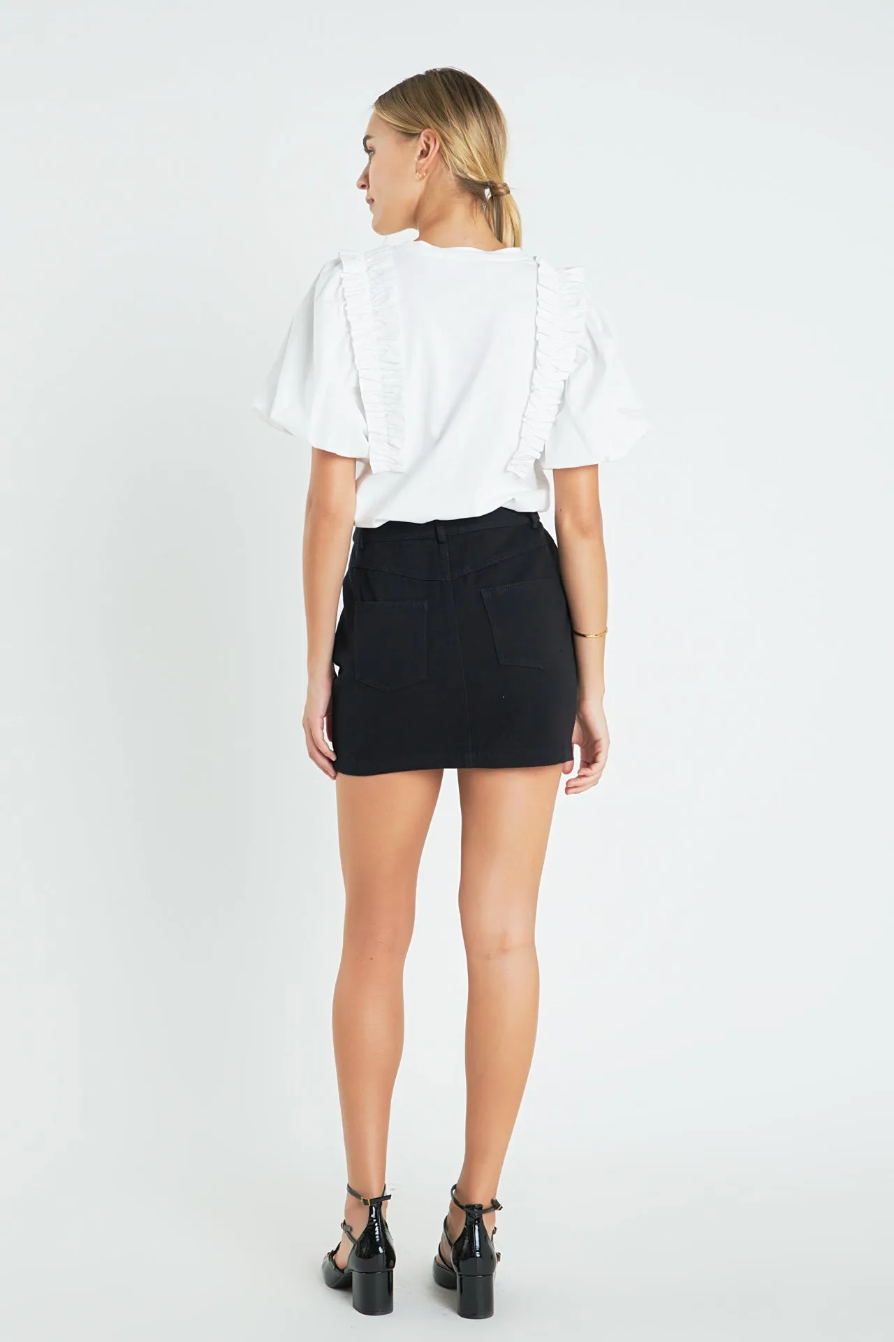 Ruffle Mixed Media Top