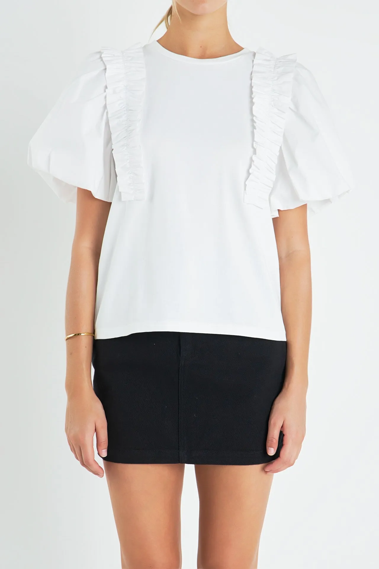 Ruffle Mixed Media Top