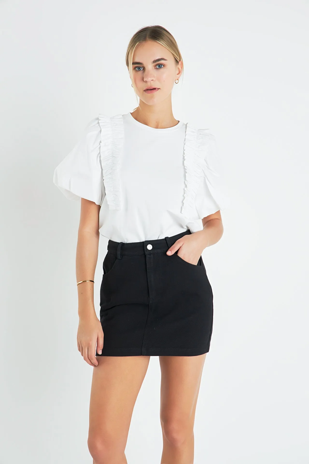 Ruffle Mixed Media Top