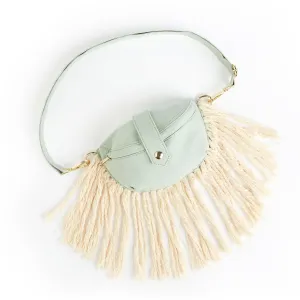 Sage Cotton Linen Fringe Fanny Pack Bum Bag
