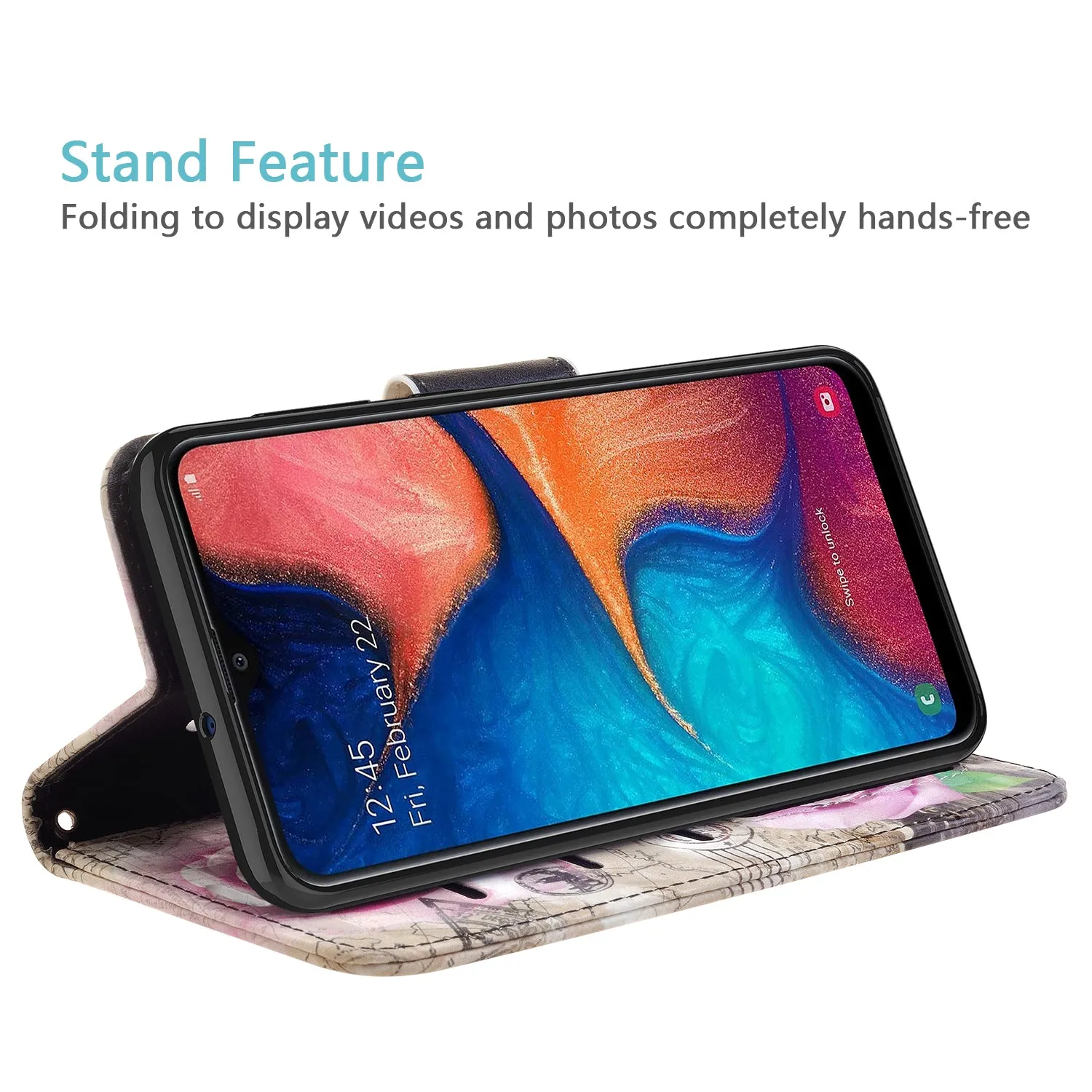 Samsung Galaxy A20 Case, Galaxy A20 Wallet Case, Wrist Strap Pu Leather Wallet Case [Kickstand] with ID & Credit Card Slots - Paris