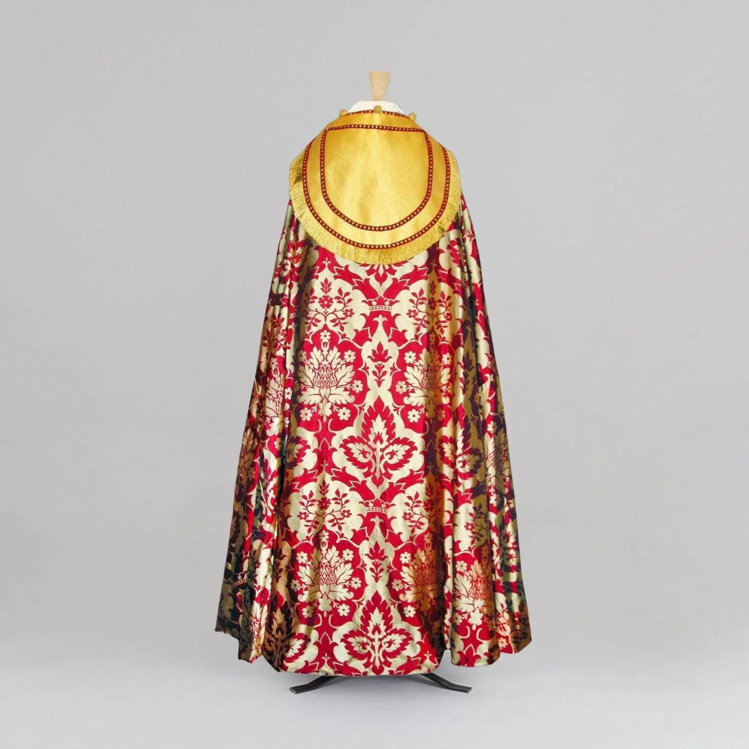 Sarum Style Cathedral Cope in Red Gold 'Van der Weyden' with 'Cloth of Gold' Orphreys