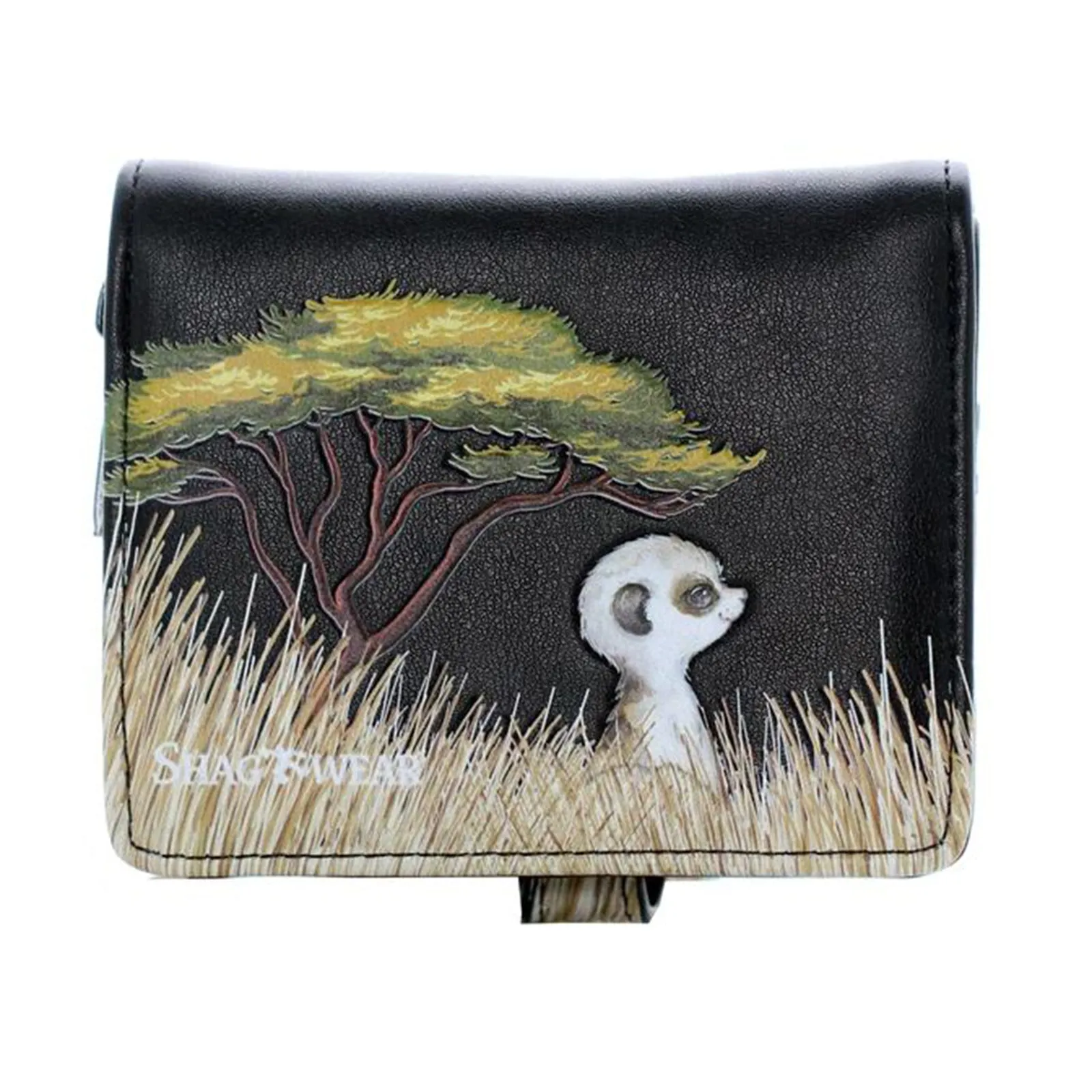 Shagwear Meerkats Large Black Zipper Wallet
