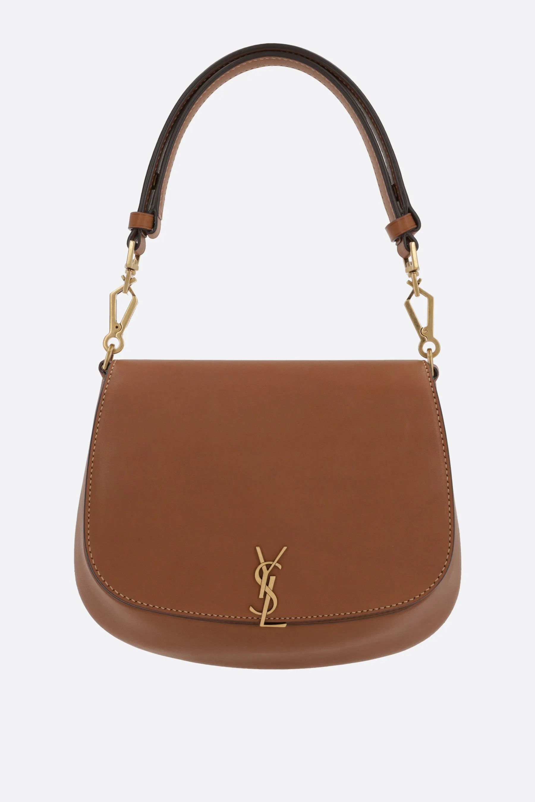 Smooth Leather Flap Shoulder Bag
