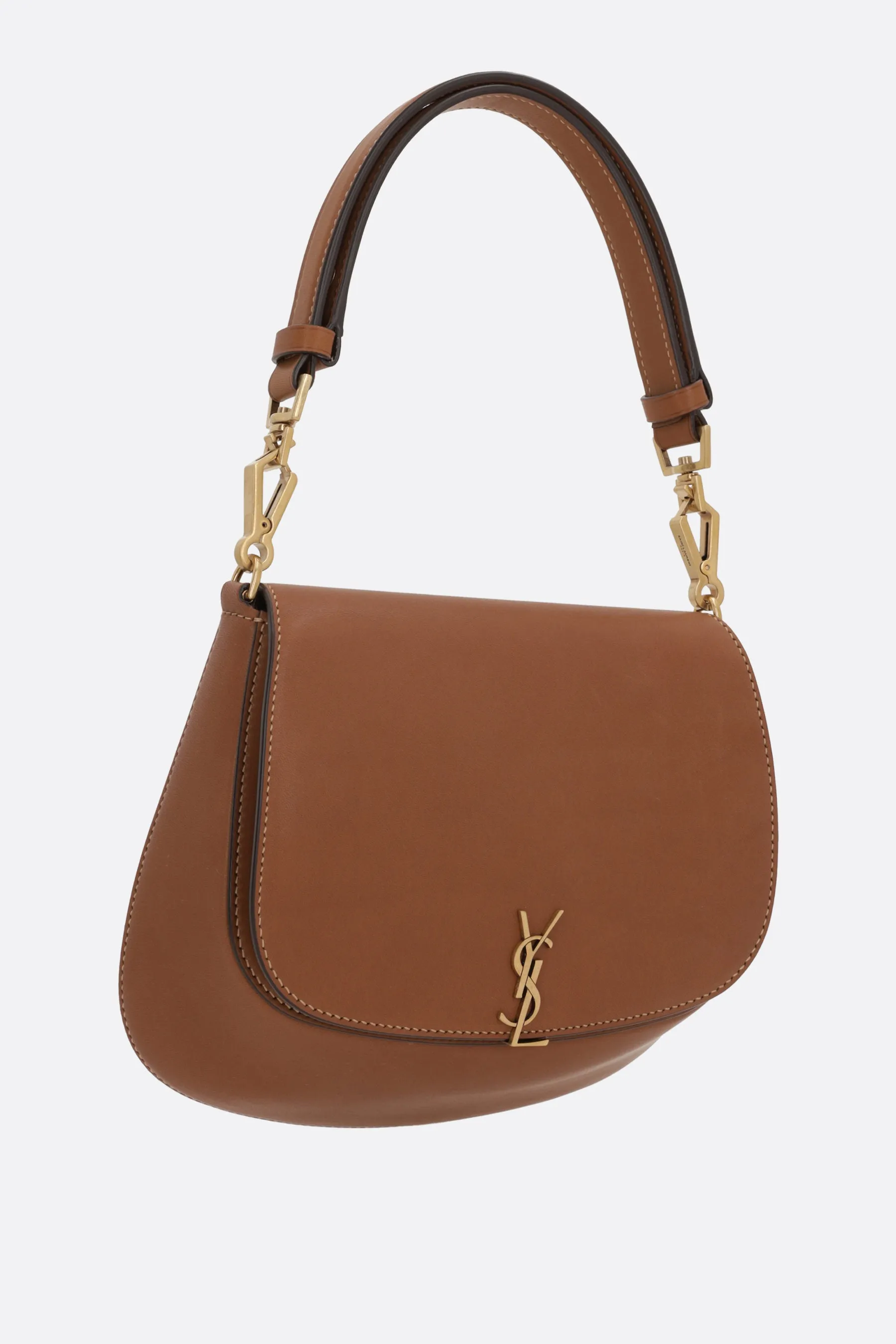 Smooth Leather Flap Shoulder Bag