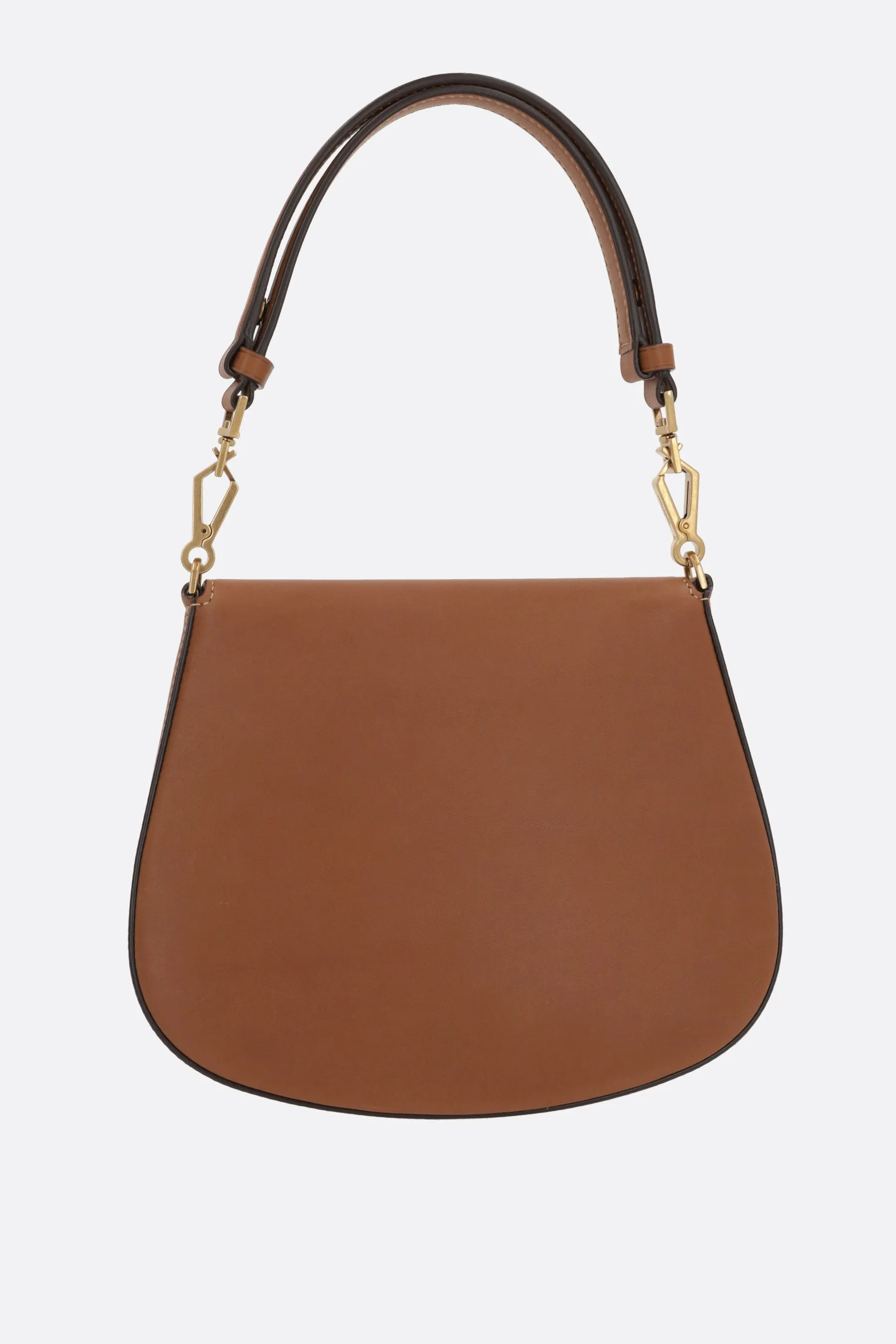 Smooth Leather Flap Shoulder Bag