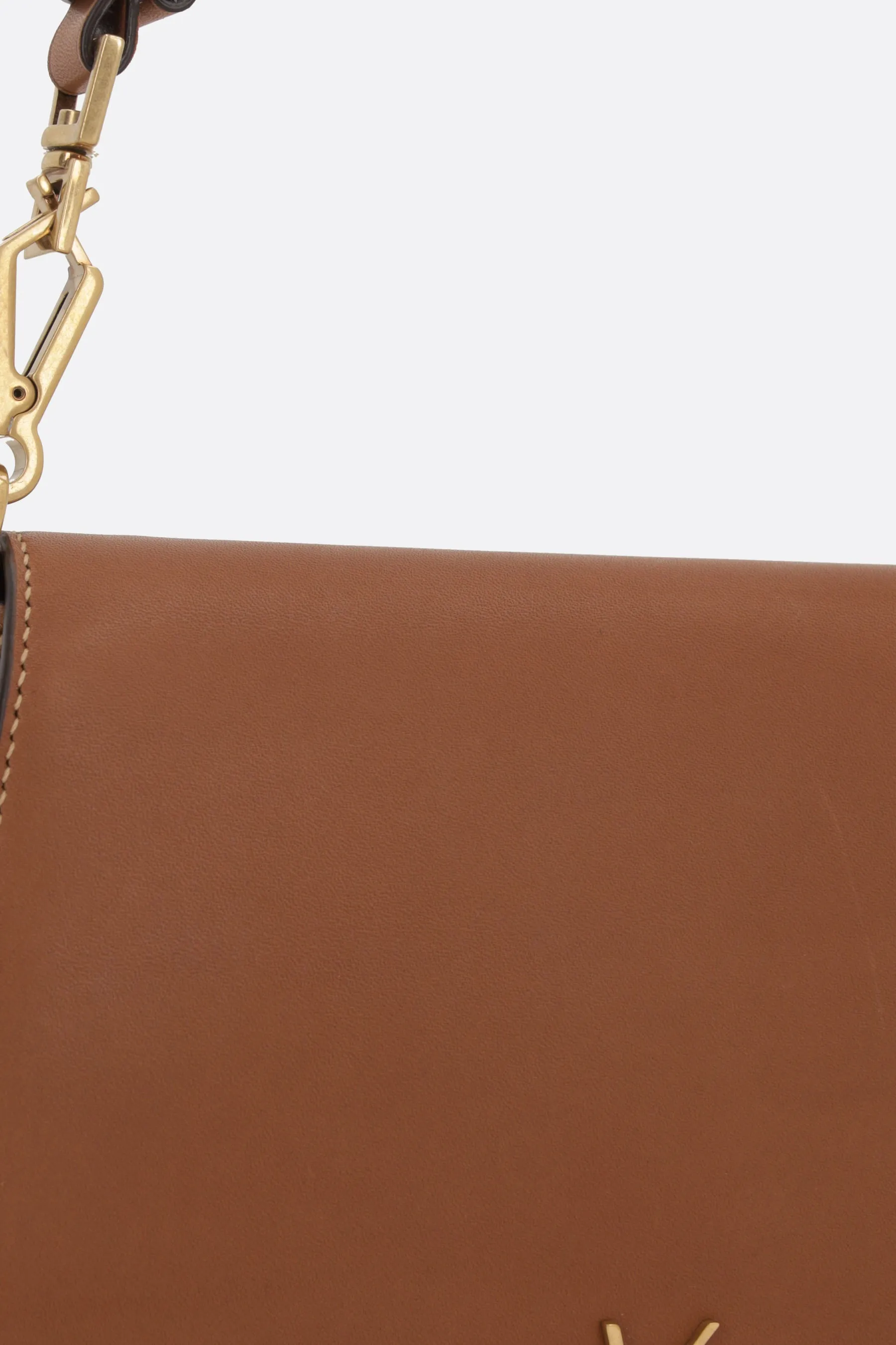 Smooth Leather Flap Shoulder Bag
