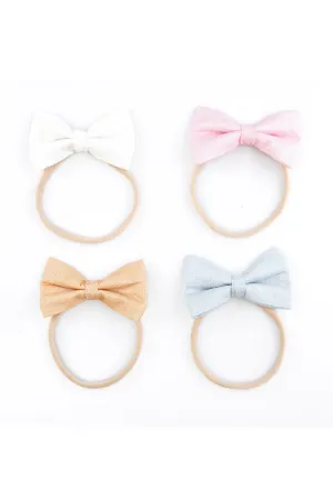 Solid Pastel Cotton Baby Headband - Set Of 4
