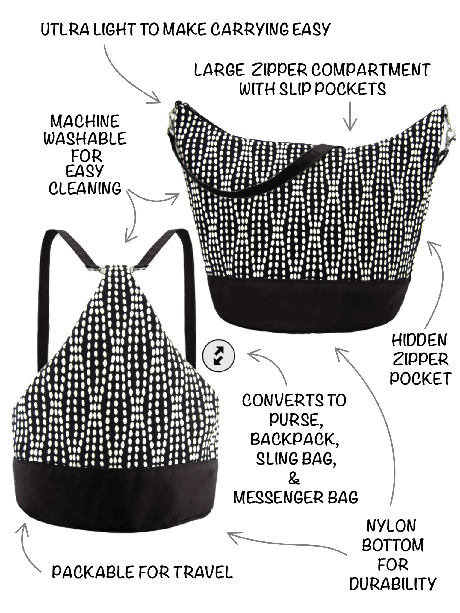 Star | Navy Nylon | Convertible Backpack Purse