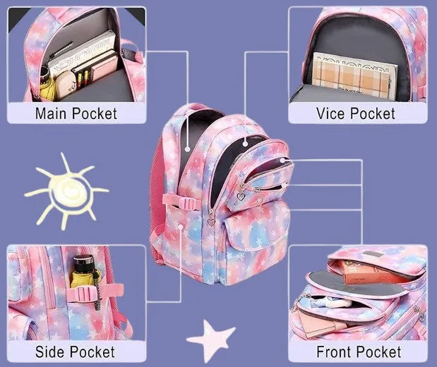 Star Print School Bag Backpack, Lunch Bag and Pencil Case Set