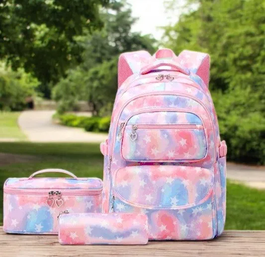 Star Print School Bag Backpack, Lunch Bag and Pencil Case Set