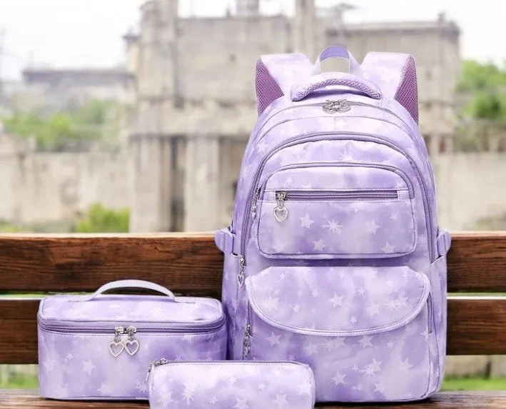 Star Print School Bag Backpack, Lunch Bag and Pencil Case Set