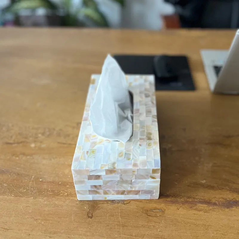Suzzaine Handcrafted Mother Of Pearl Tissue Box