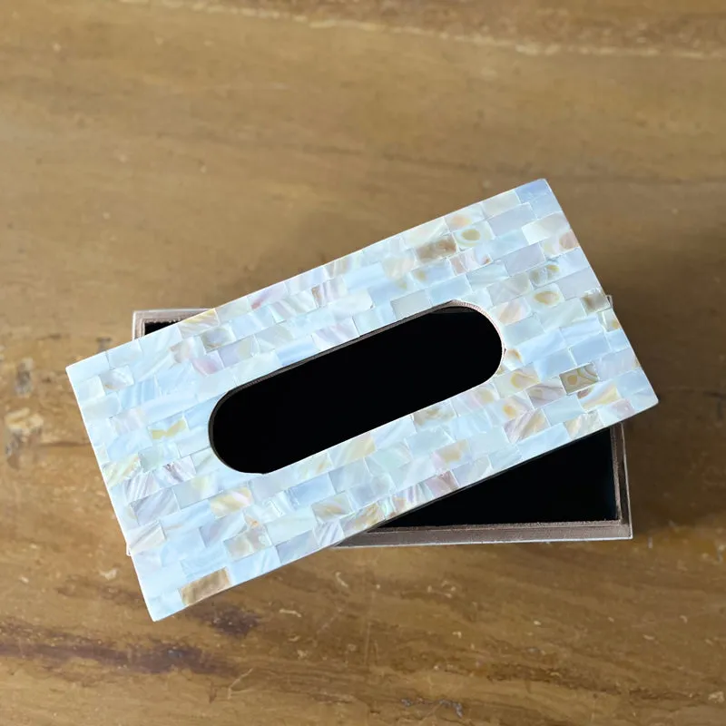 Suzzaine Handcrafted Mother Of Pearl Tissue Box