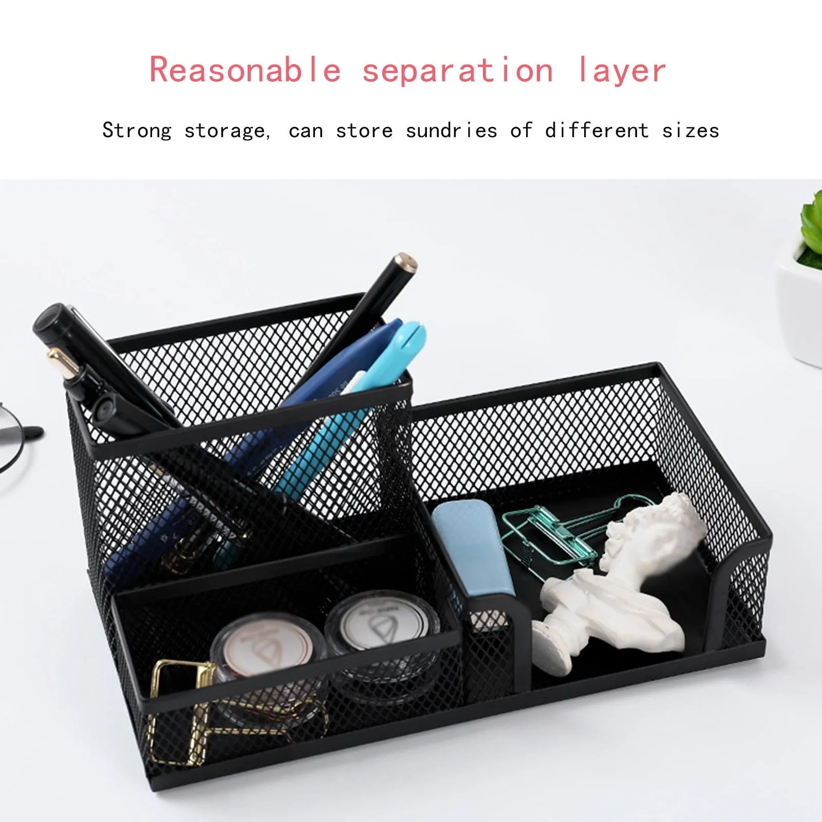Teissuly Clearance Pen Holder for Desk Mesh Metal Pencil Holders Pen Cup Marker Holder Desk Caddy with Sticky Notes Holder Pen Organizer for Office Supplies Workspace School Home Black