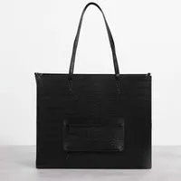The Large Work Tote in Black Croc