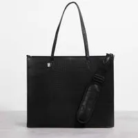 The Large Work Tote in Black Croc