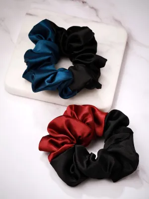 TOKYO TALKIES X rubans Modern Bi-Hue Satin Set of 2 Scrunchies
