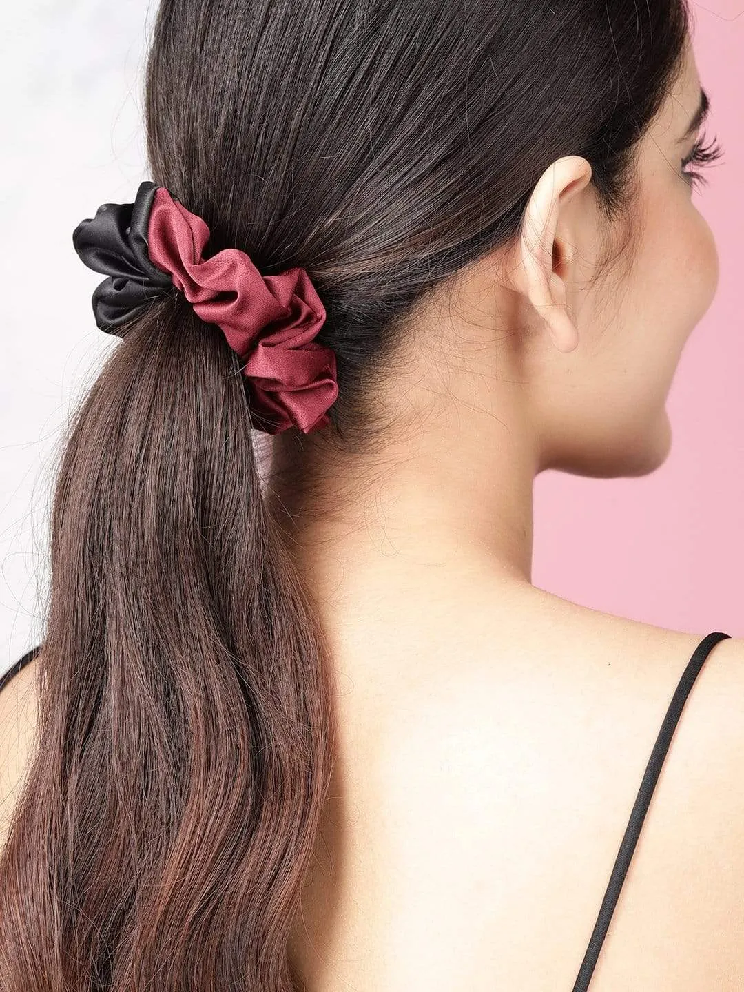TOKYO TALKIES X rubans Modern Bi-Hue Satin Set of 2 Scrunchies