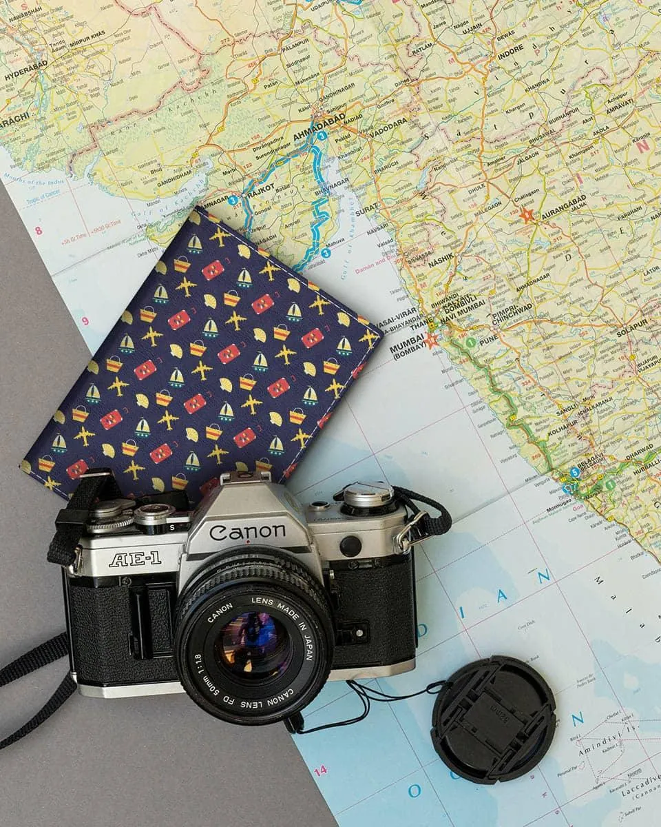 Travel theme blue passport covers