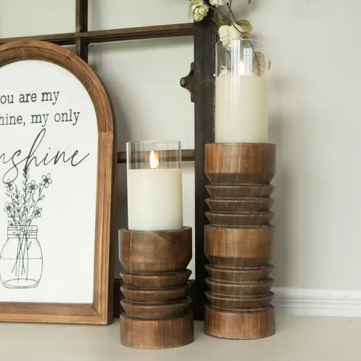 Twist Wood Pillar Holder