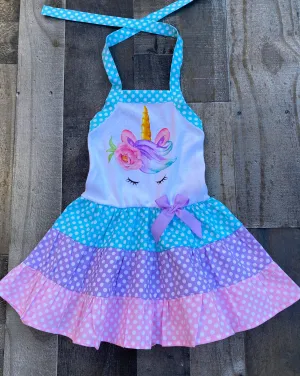 Unicorn Pastel Polka Dot Twirl Dress