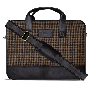 Vegan & Tweed Laptop Sling Bag Retro Mustard Checks