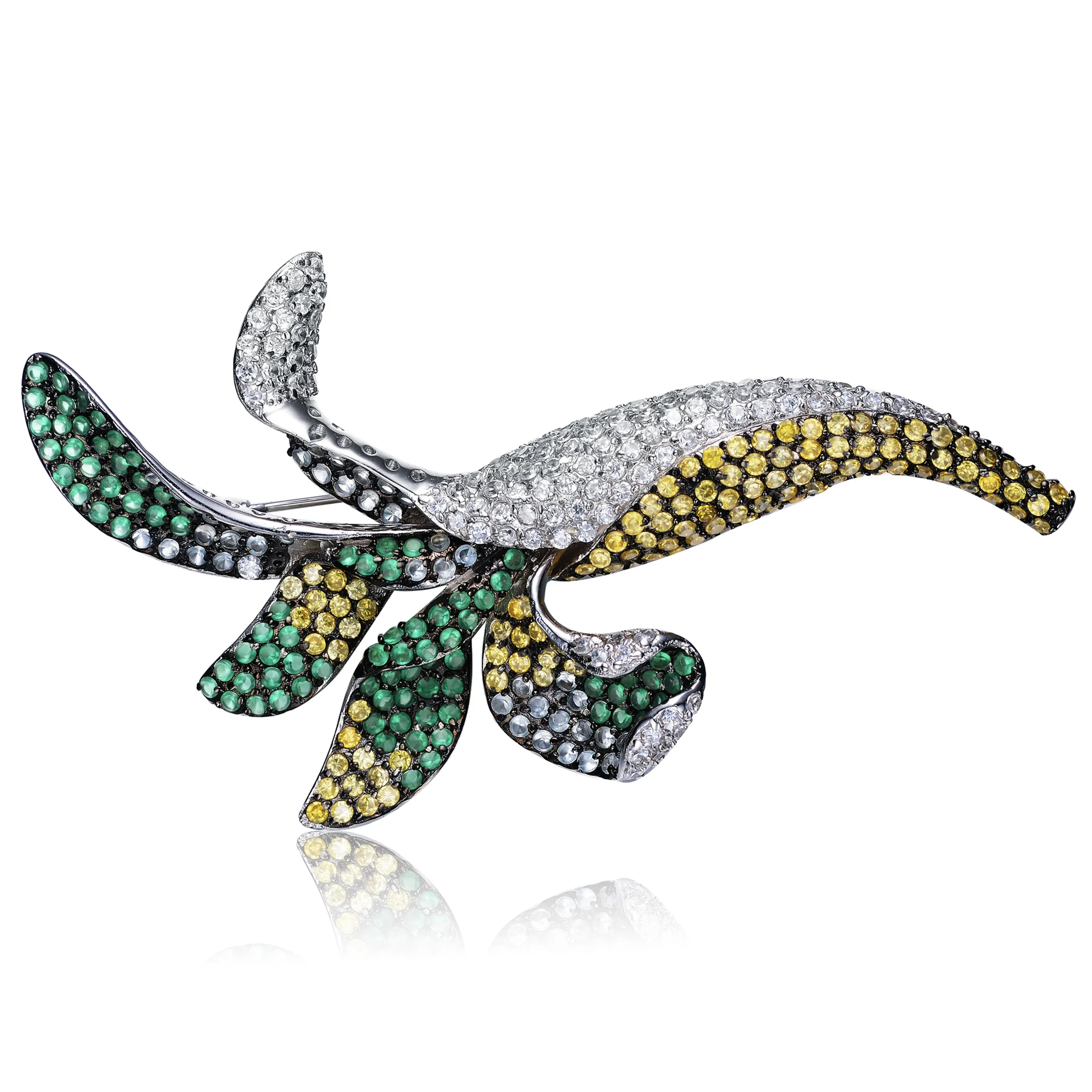 Victoire  Green Cubic Zirconia Black Rhodium Plated Pin