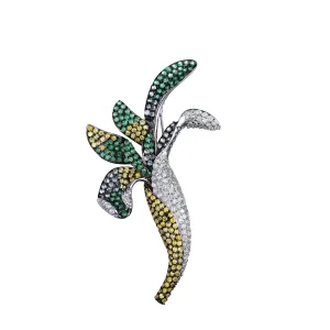 Victoire  Green Cubic Zirconia Black Rhodium Plated Pin
