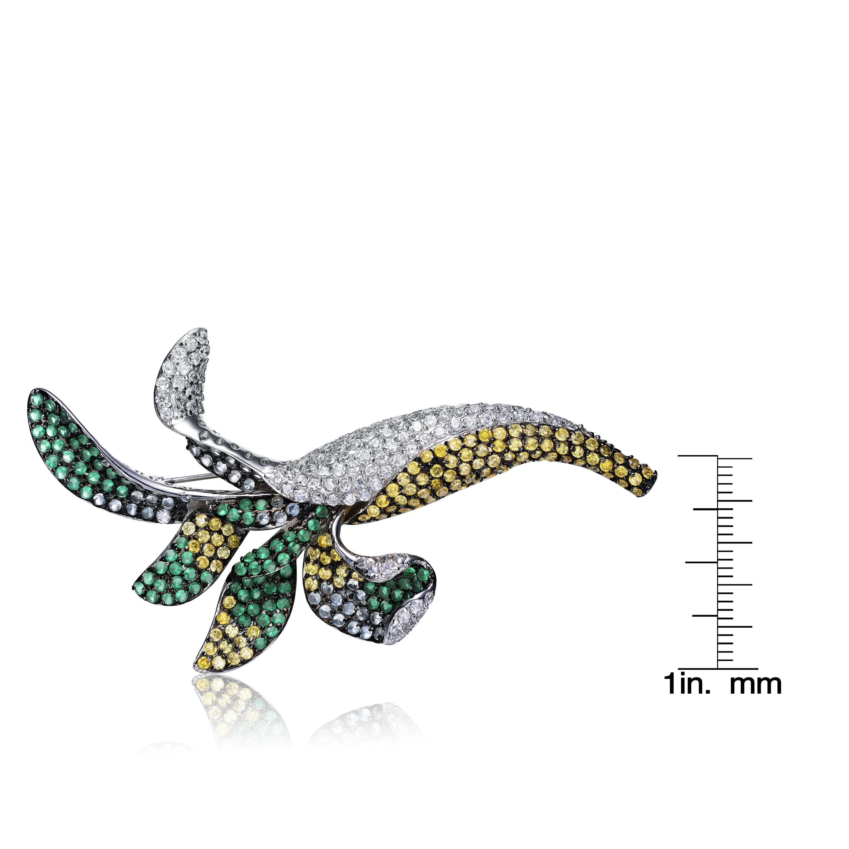 Victoire  Green Cubic Zirconia Black Rhodium Plated Pin
