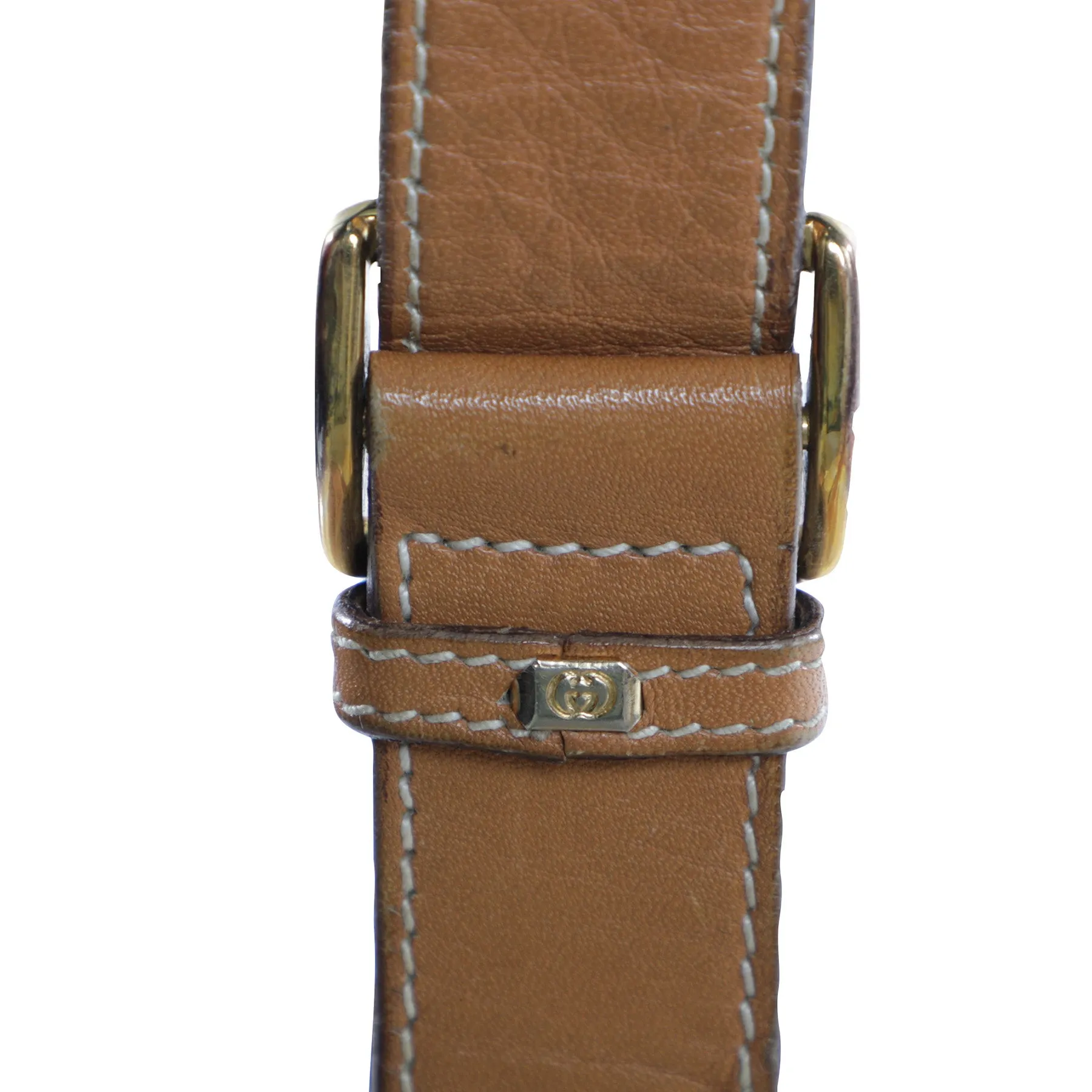 Vintage 80s Gucci Monogram Messenger Crossbody Cream Leather Bag