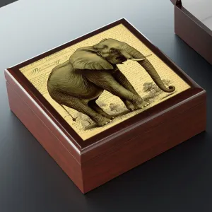 Vintage Elephant Wooden Keepsake Jewelry Box