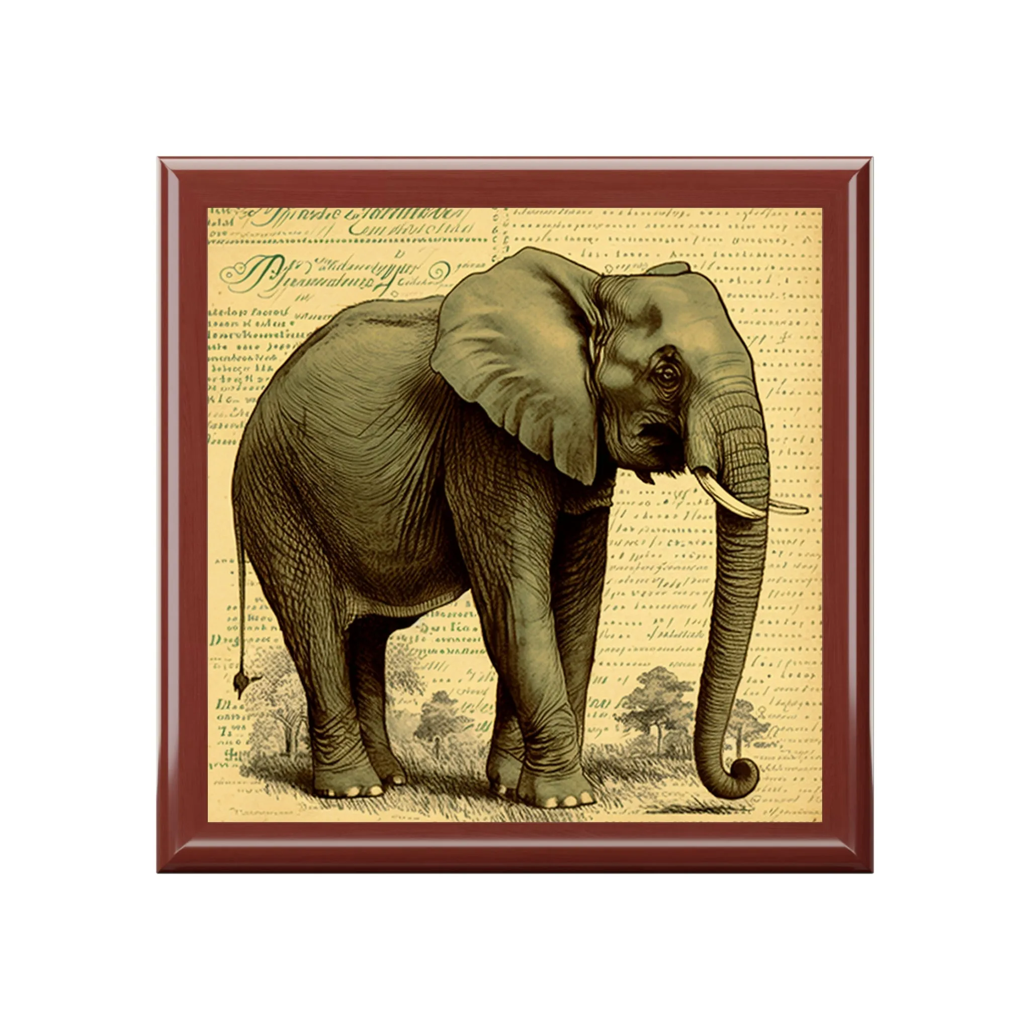Vintage Elephant Wooden Keepsake Jewelry Box