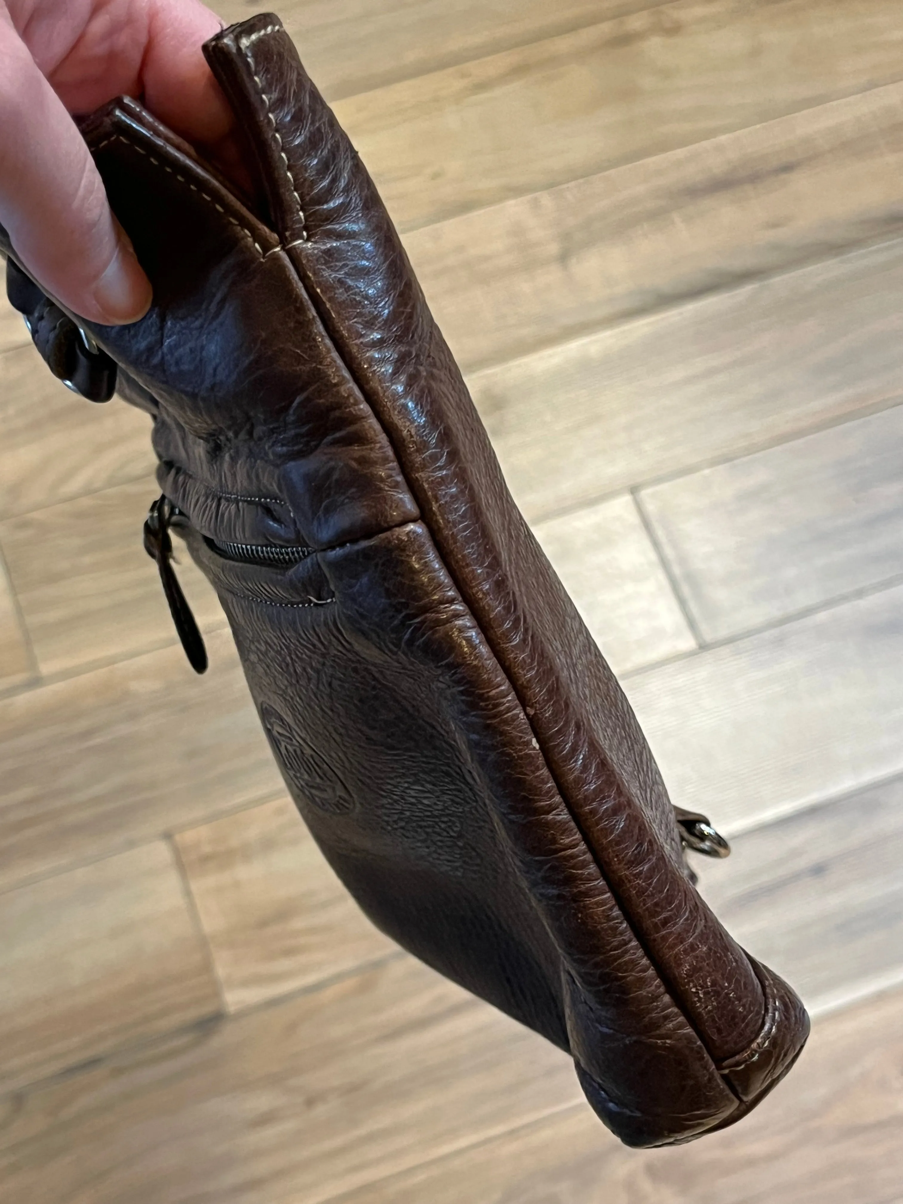 Vintage Roots Brown Leather Crossbody/ Knapsack, Made in Canada