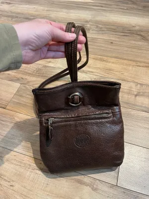 Vintage Roots Brown Leather Crossbody/ Knapsack, Made in Canada